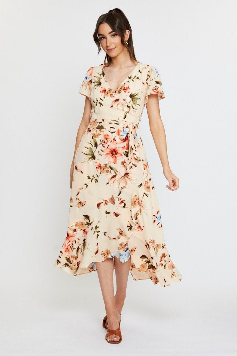 Print Midi Dress Short Sleeve V Neck sold by Ally Fashion product image thumbnail 3