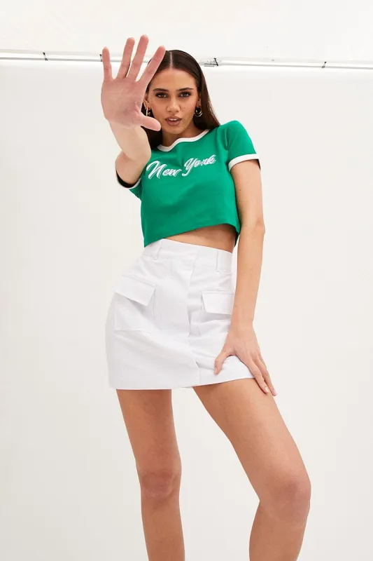 White Cargo Skirt Utility Mini sold by Ally Fashion