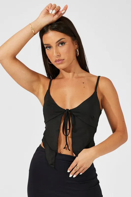 Black Tie Top Singlet sold by Ally Fashion