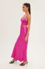 Pink Maxi Skirt Low Rise Elastic Waist Satin sold by Ally Fashion