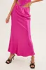 Pink Maxi Skirt Low Rise Elastic Waist Satin sold by Ally Fashion