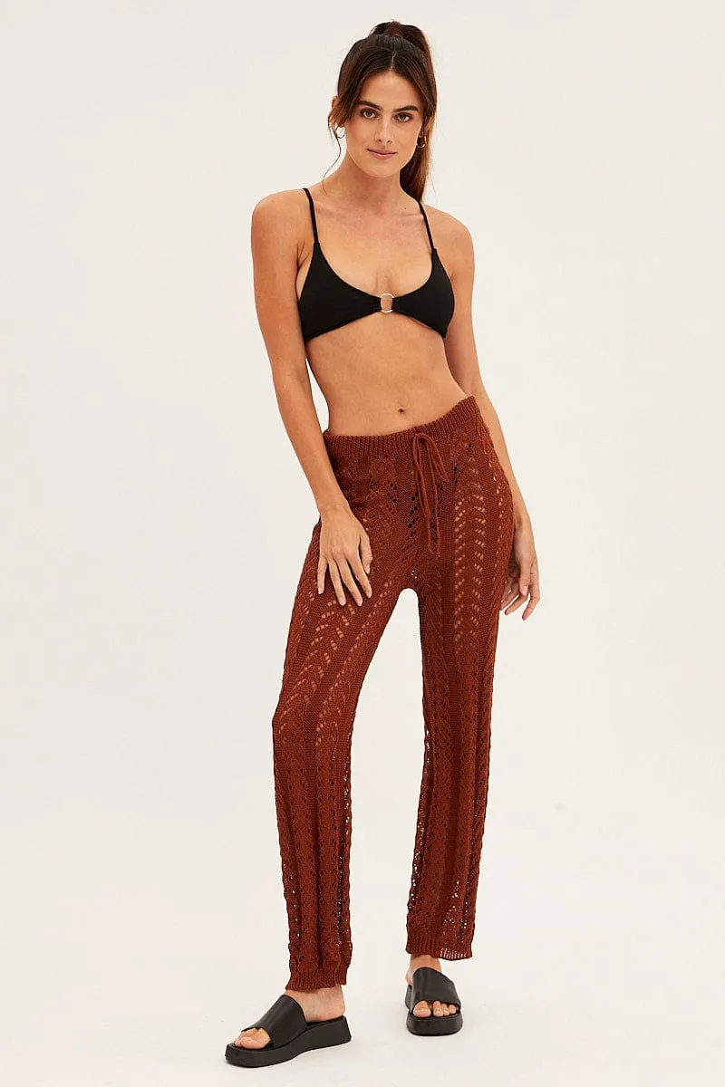 Brown Crochet Knit Pants Beachwear sold by Ally Fashion product image thumbnail 3
