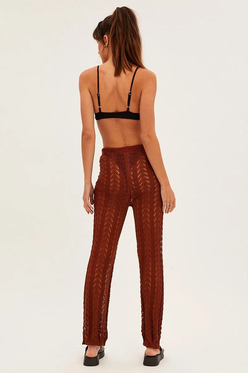 Brown Crochet Knit Pants Beachwear sold by Ally Fashion product image thumbnail 5