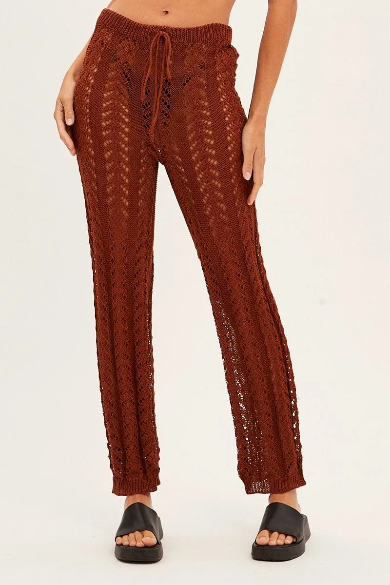 Brown Crochet Knit Pants Beachwear sold by Ally Fashion product image thumbnail 2