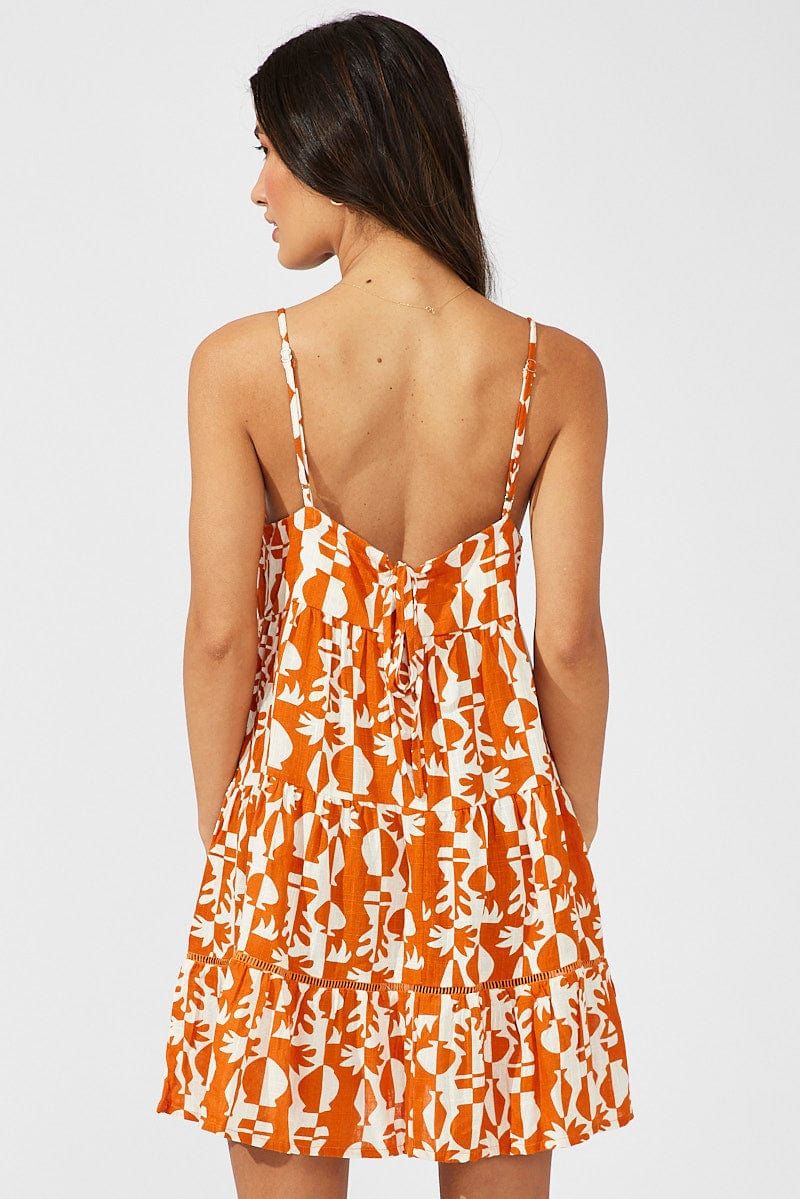 Beige Abstract Tiered Swing Dress Mini sold by Ally Fashion product image thumbnail 5