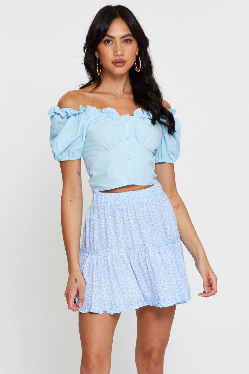 Print Mini Skirt Elastic Waist sold by Ally Fashion