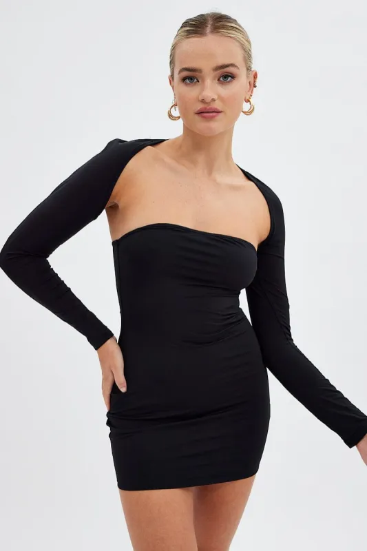 Black Strapless Dress And Bolero Set Nylon sold by Ally Fashion