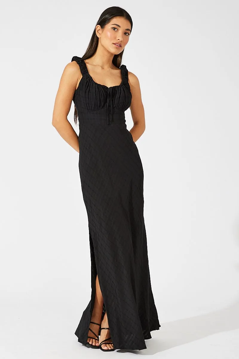 Black Maxi Dress Short Sleeve Ruched Bust sold by Ally Fashion