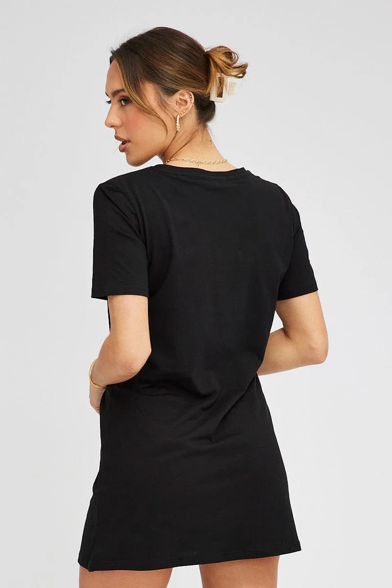 Black Graphic Dress Short Sleeve sold by Ally Fashion product image thumbnail 5