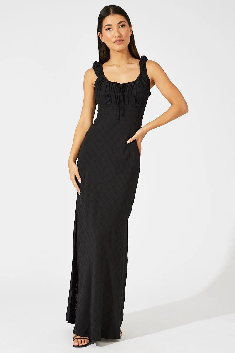 Black Maxi Dress Short Sleeve Ruched Bust sold by Ally Fashion product image thumbnail 2
