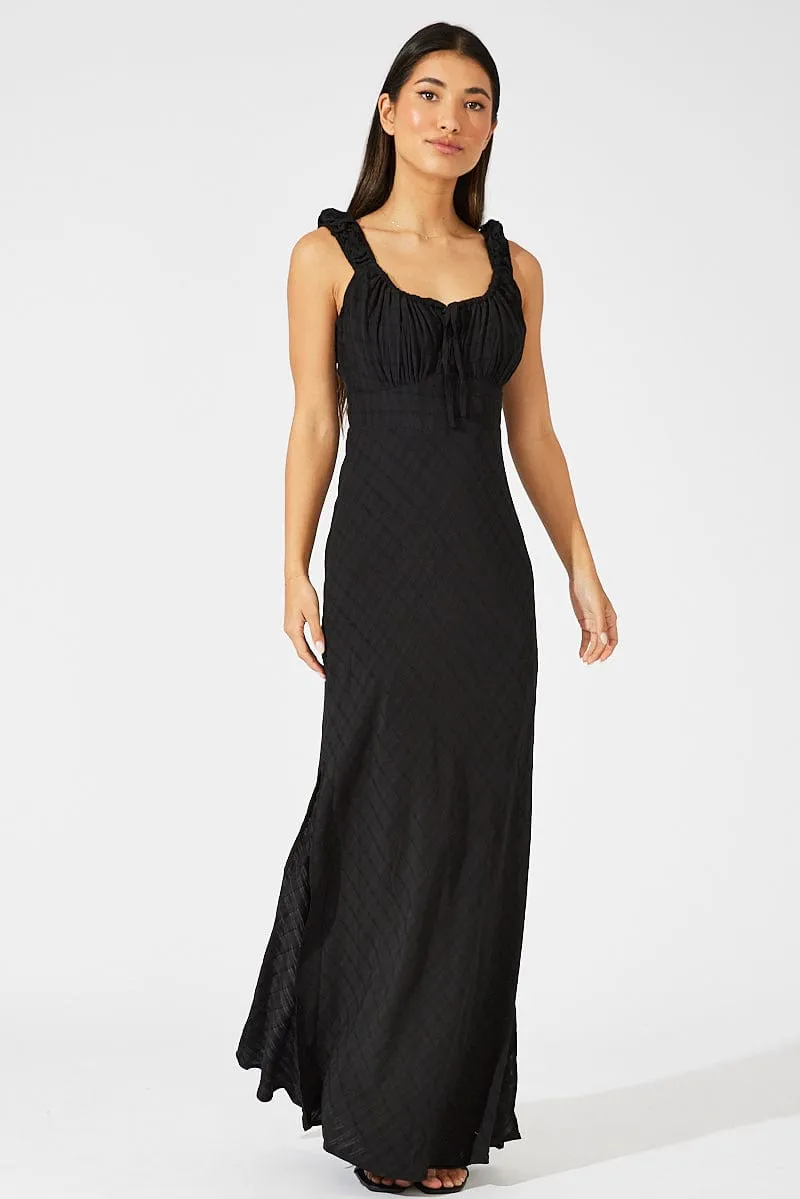 Black Maxi Dress Short Sleeve Ruched Bust sold by Ally Fashion product image thumbnail 3
