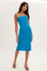 Blue Ribbed Evening Dress Strapless sold by Ally Fashion