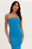 Blue Ribbed Evening Dress Strapless sold by Ally Fashion
