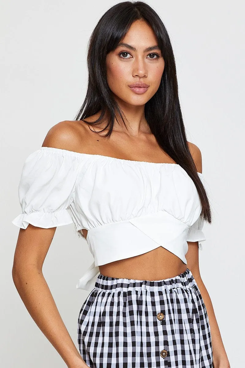 White Crop Top Short Sleeve sold by Ally Fashion product image thumbnail 2
