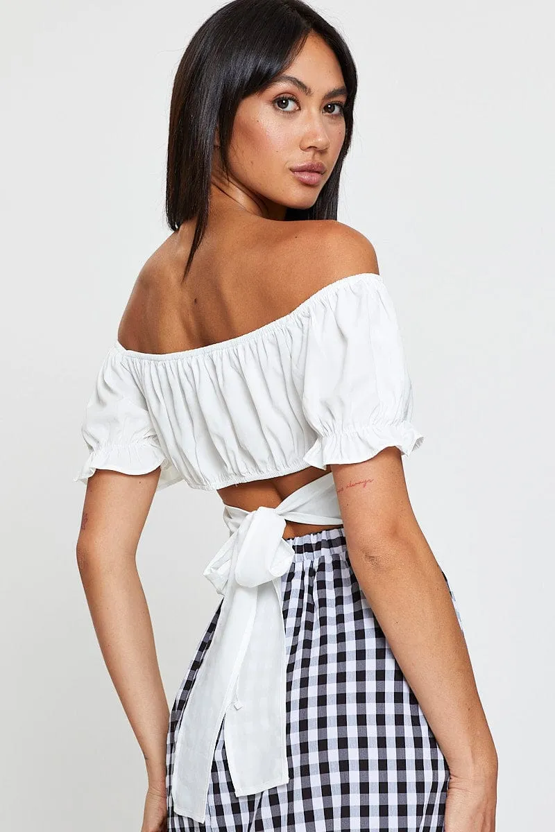 White Crop Top Short Sleeve sold by Ally Fashion
