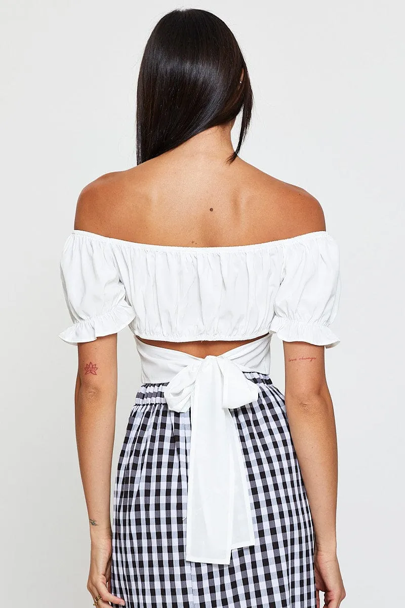 White Crop Top Short Sleeve sold by Ally Fashion product image thumbnail 5