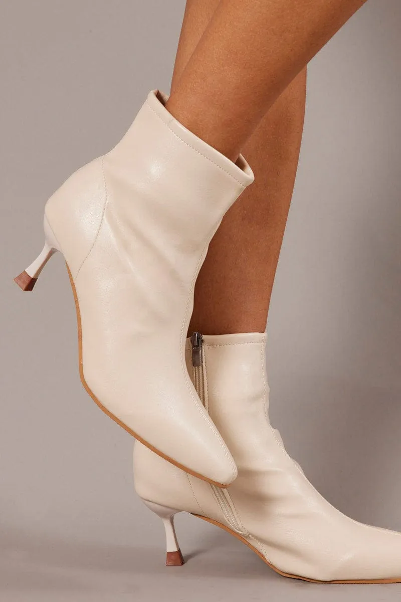 White Ankle Stiletto Boots sold by Ally Fashion