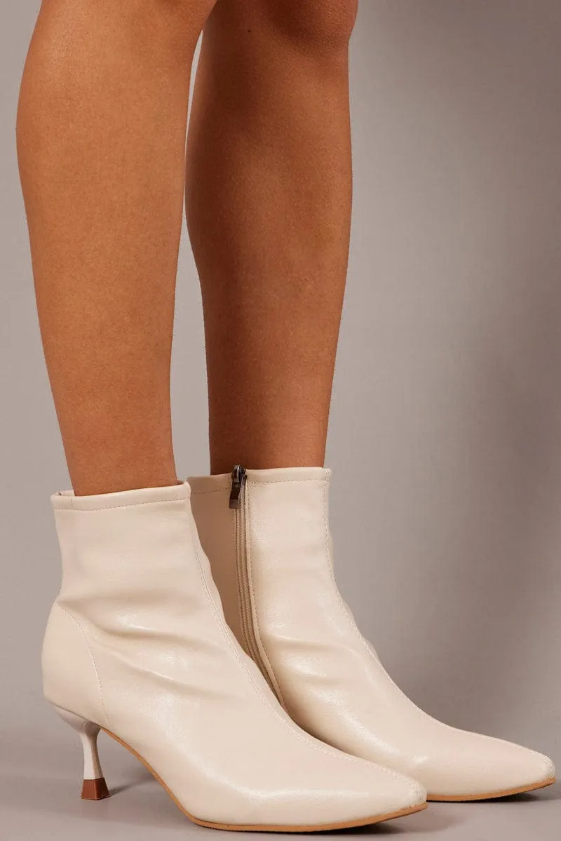 White Ankle Stiletto Boots sold by Ally Fashion product image thumbnail 2