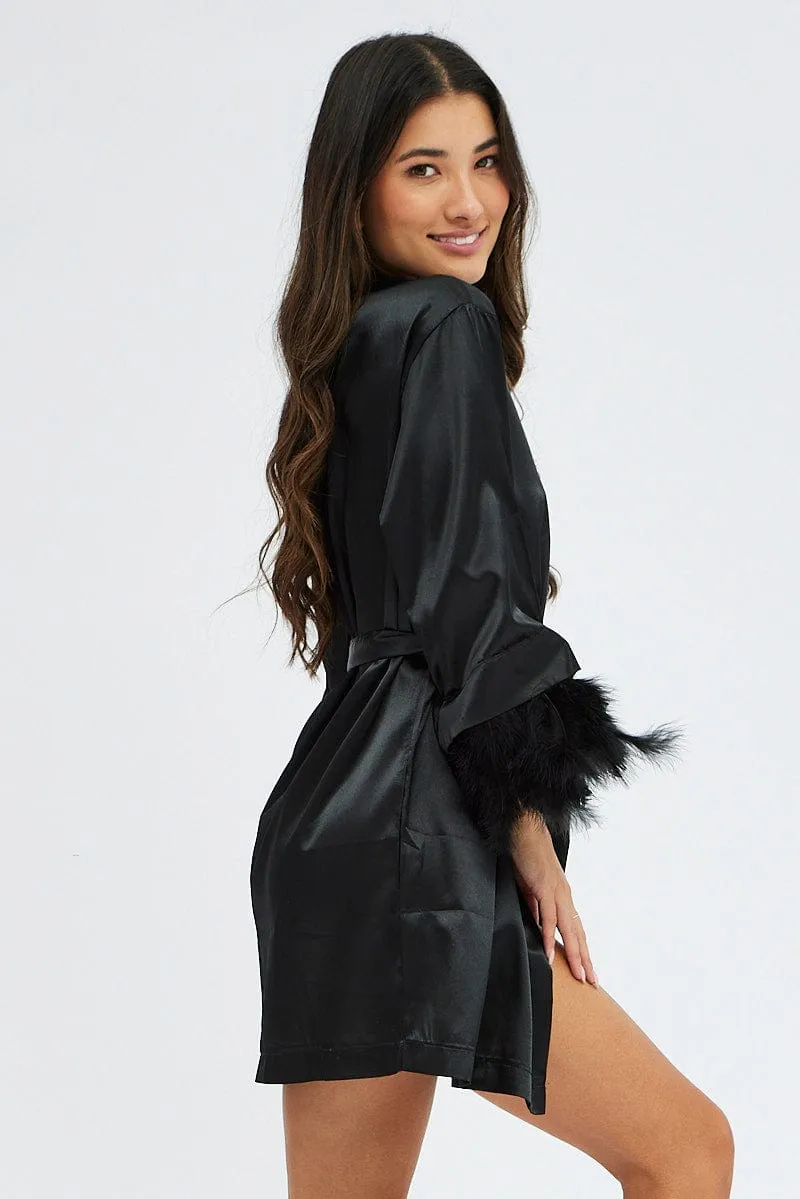 Black Feather Robe sold by Ally Fashion product image thumbnail 4