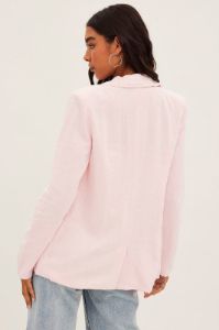 Pink Blazer Long Sleeve Single Breasted Linen Cotton sold by Ally Fashion