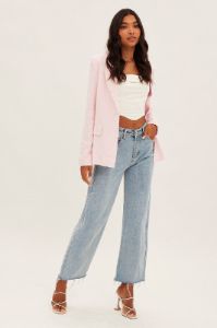 Pink Blazer Long Sleeve Single Breasted Linen Cotton sold by Ally Fashion