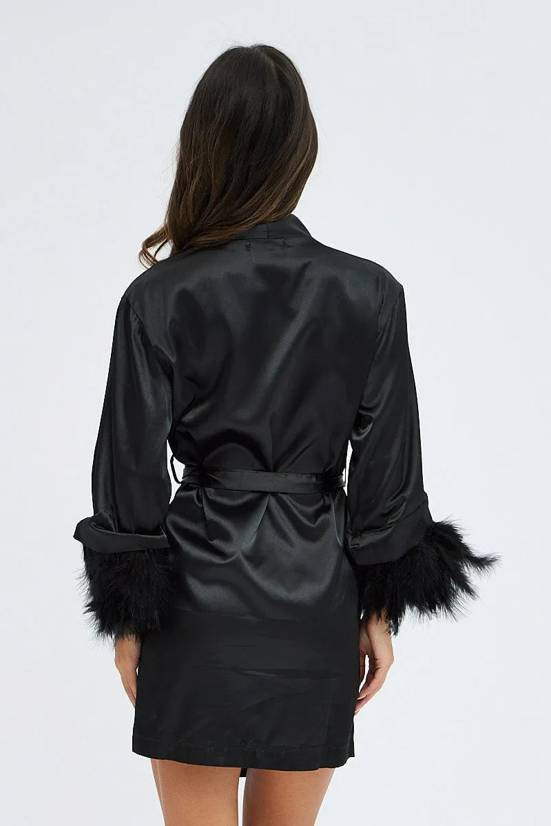 Black Feather Robe sold by Ally Fashion product image thumbnail 5