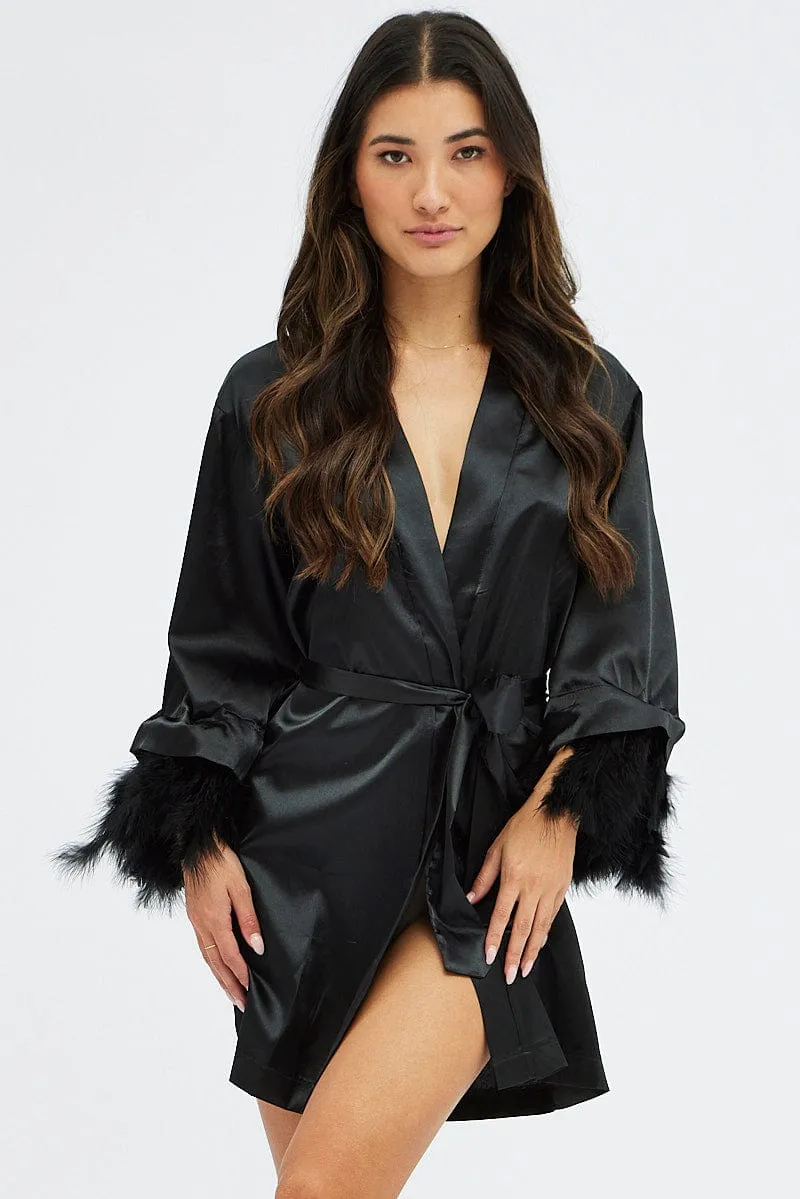 Black Feather Robe sold by Ally Fashion product image thumbnail 3