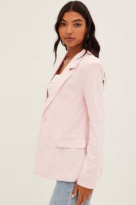 Pink Blazer Long Sleeve Single Breasted Linen Cotton sold by Ally Fashion