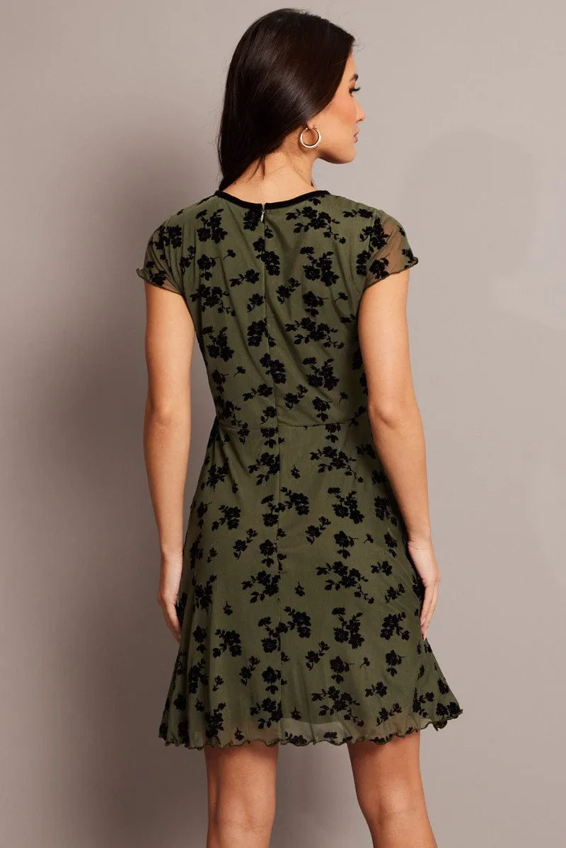 Green Ditsy Mini Dress Short Sleeve Burn out sold by Ally Fashion product image thumbnail 5