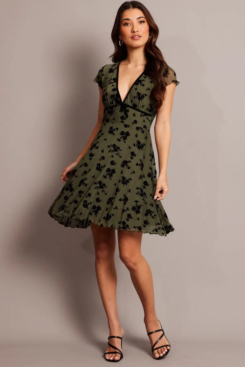 Green Ditsy Mini Dress Short Sleeve Burn out sold by Ally Fashion product image thumbnail 2