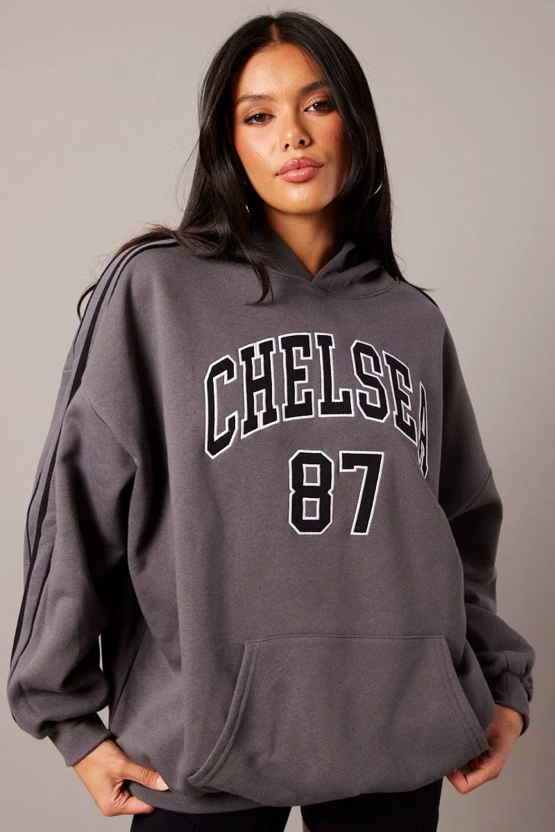 Grey Hoodie Sweater Long Sleeve Graphic sold by Ally Fashion product image thumbnail 3