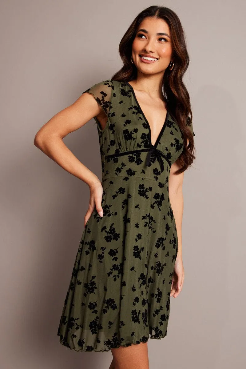Green Ditsy Mini Dress Short Sleeve Burn out sold by Ally Fashion product image thumbnail 3