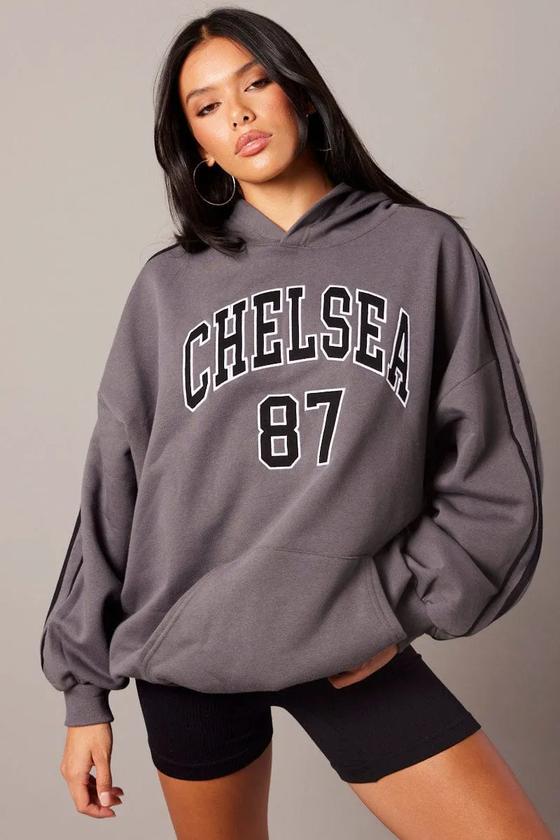 Grey Hoodie Sweater Long Sleeve Graphic sold by Ally Fashion