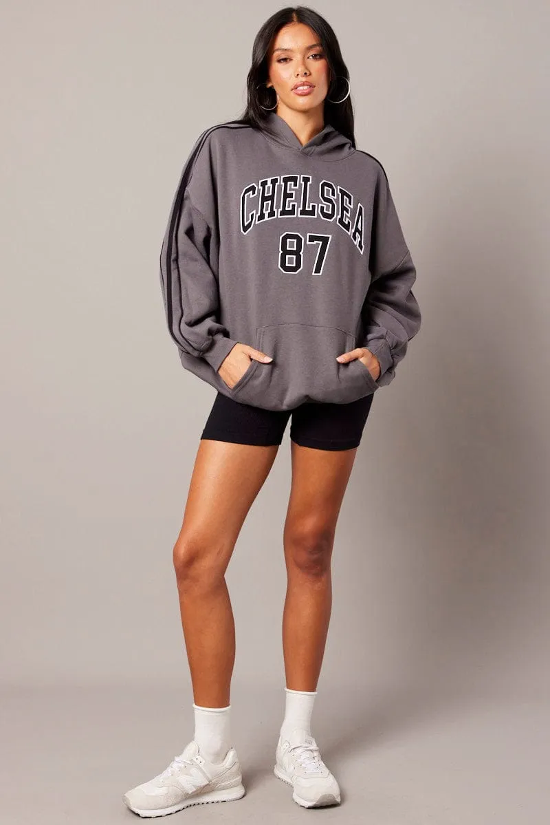 Grey Hoodie Sweater Long Sleeve Graphic sold by Ally Fashion product image thumbnail 2