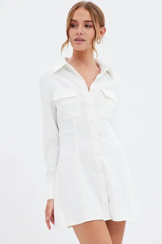 White Shirt Dress Long Sleeve sold by Ally Fashion