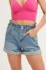 Blue Denim Shorts High Waist Paperbag sold by Ally Fashion