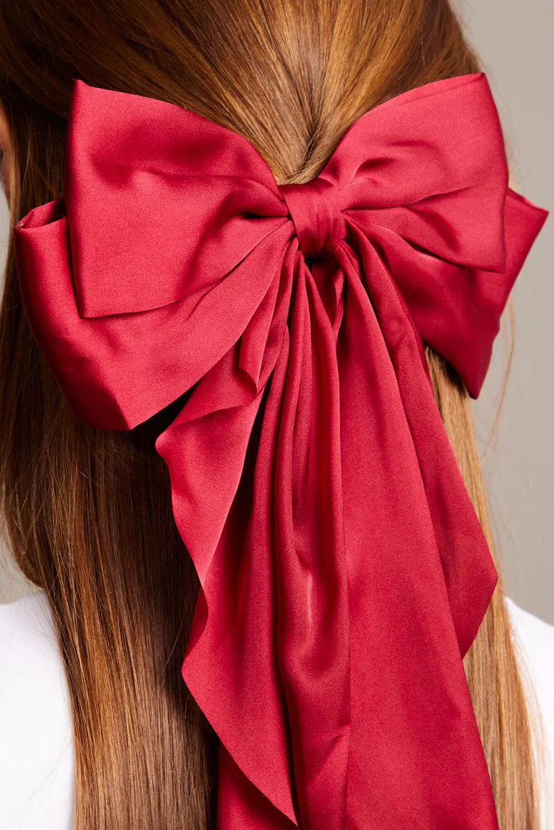 Red Large Bow Hair Clip sold by Ally Fashion product image thumbnail 2