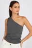 Grey Supersoft Top One Shoulder sold by Ally Fashion