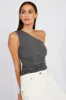 Grey Supersoft Top One Shoulder sold by Ally Fashion