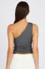 Grey Supersoft Top One Shoulder sold by Ally Fashion