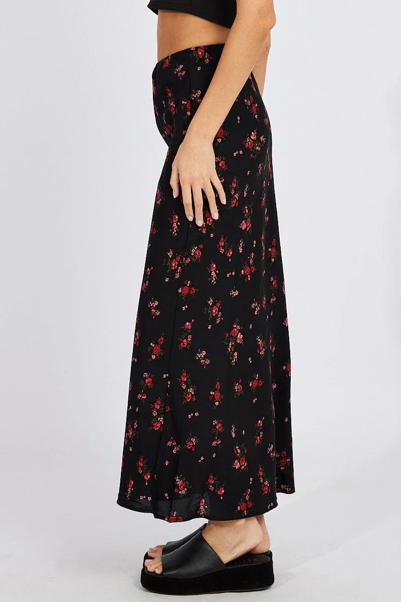 Black Floral Slip Skirt Maxi sold by Ally Fashion product image thumbnail 4