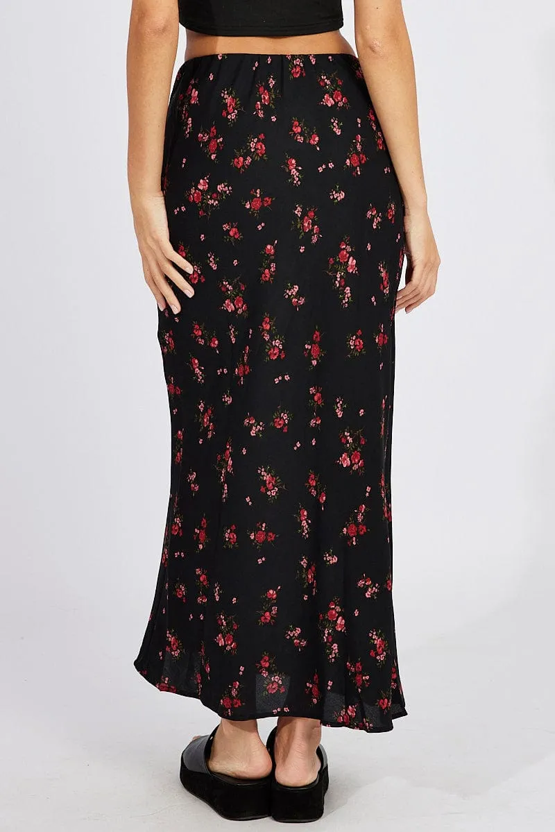 Black Floral Slip Skirt Maxi sold by Ally Fashion product image thumbnail 5