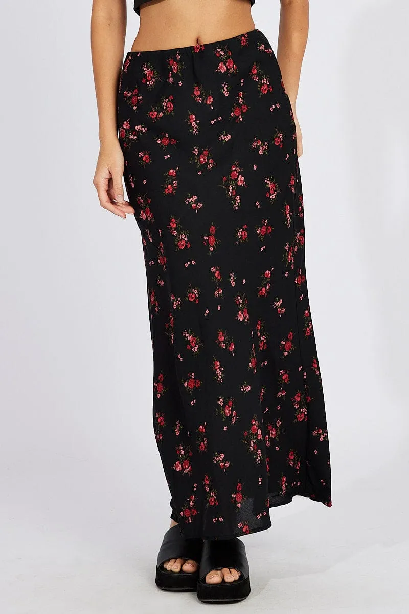 Black Floral Slip Skirt Maxi sold by Ally Fashion product image thumbnail 2