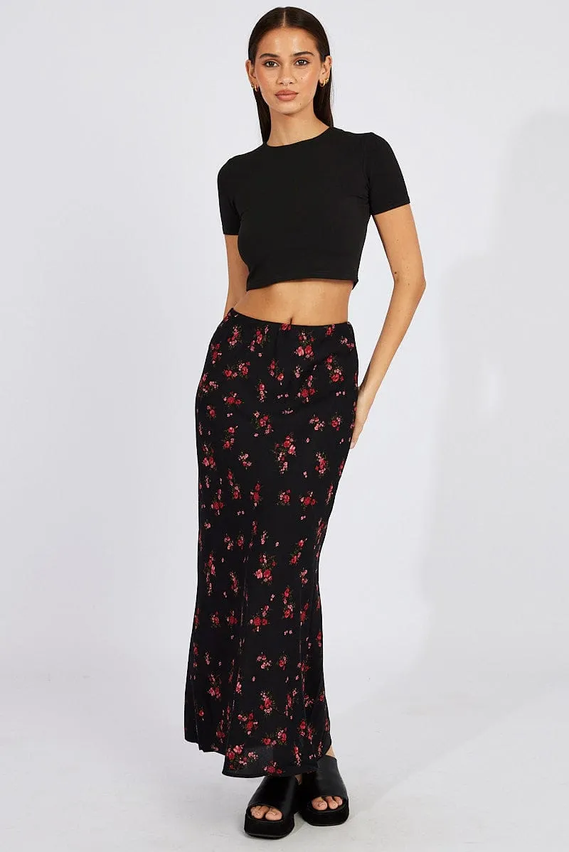 Black Floral Slip Skirt Maxi sold by Ally Fashion product image thumbnail 3