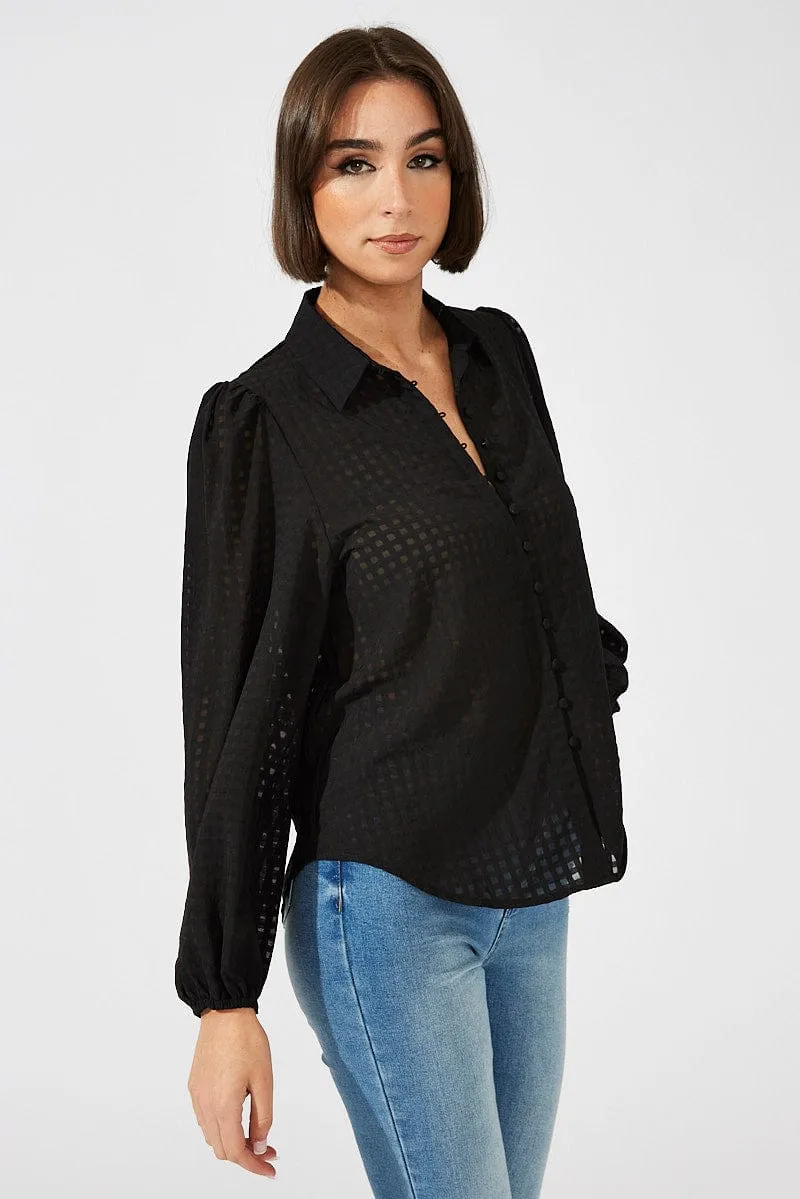 Black Shirt Long Sleeve Texture sold by Ally Fashion