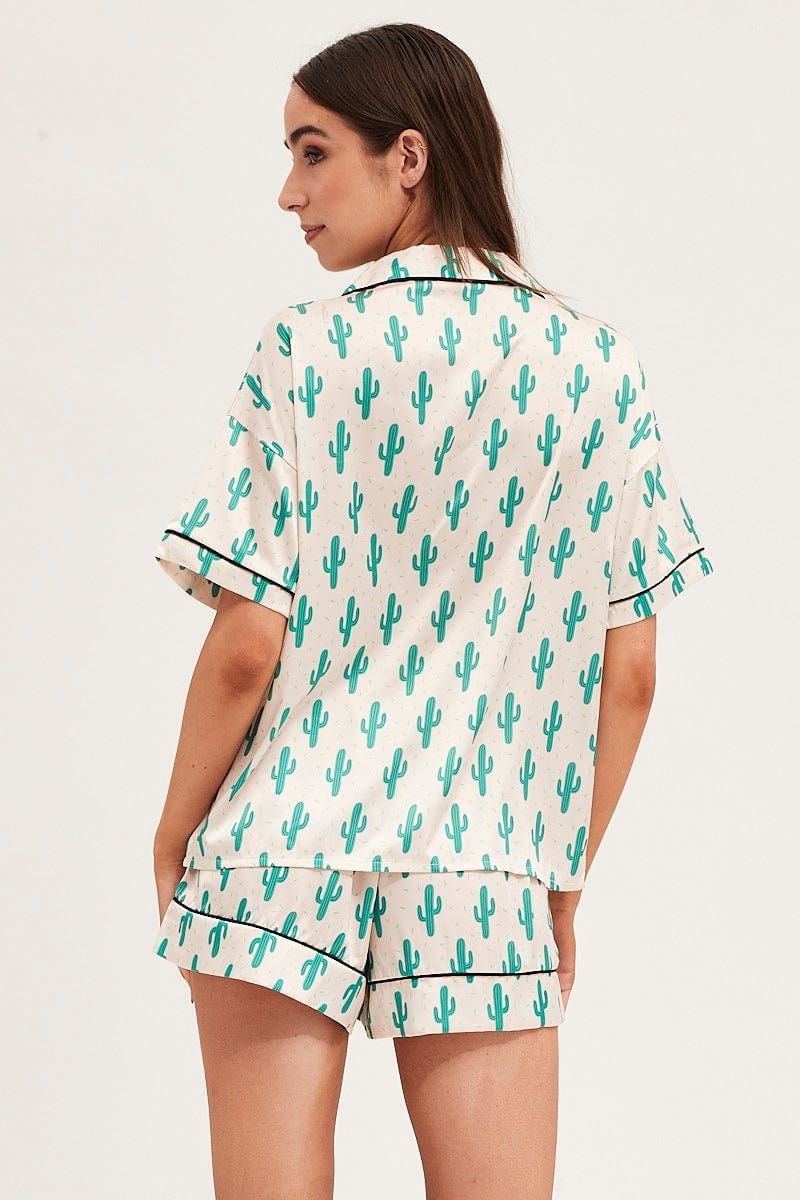 Print Short Sleeve Top & Shorts Satin Pj Set sold by Ally Fashion product image thumbnail 5