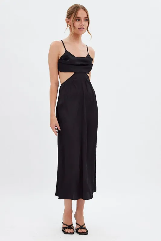 Black Cowl Neck Cutout Midi Dress sold by Ally Fashion