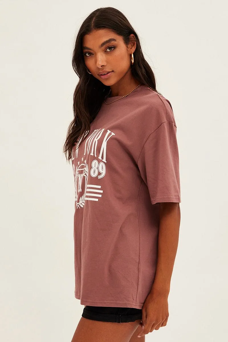 Brown T Shirt Short Sleeve Crew Neck New York Cotton sold by Ally Fashion product image thumbnail 4