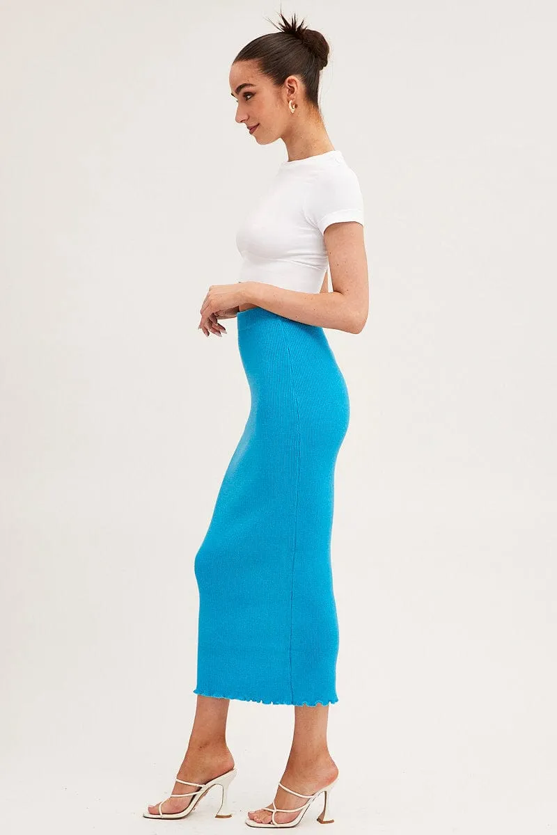 Blue Maxi Skirt Knit High Waist sold by Ally Fashion product image thumbnail 4