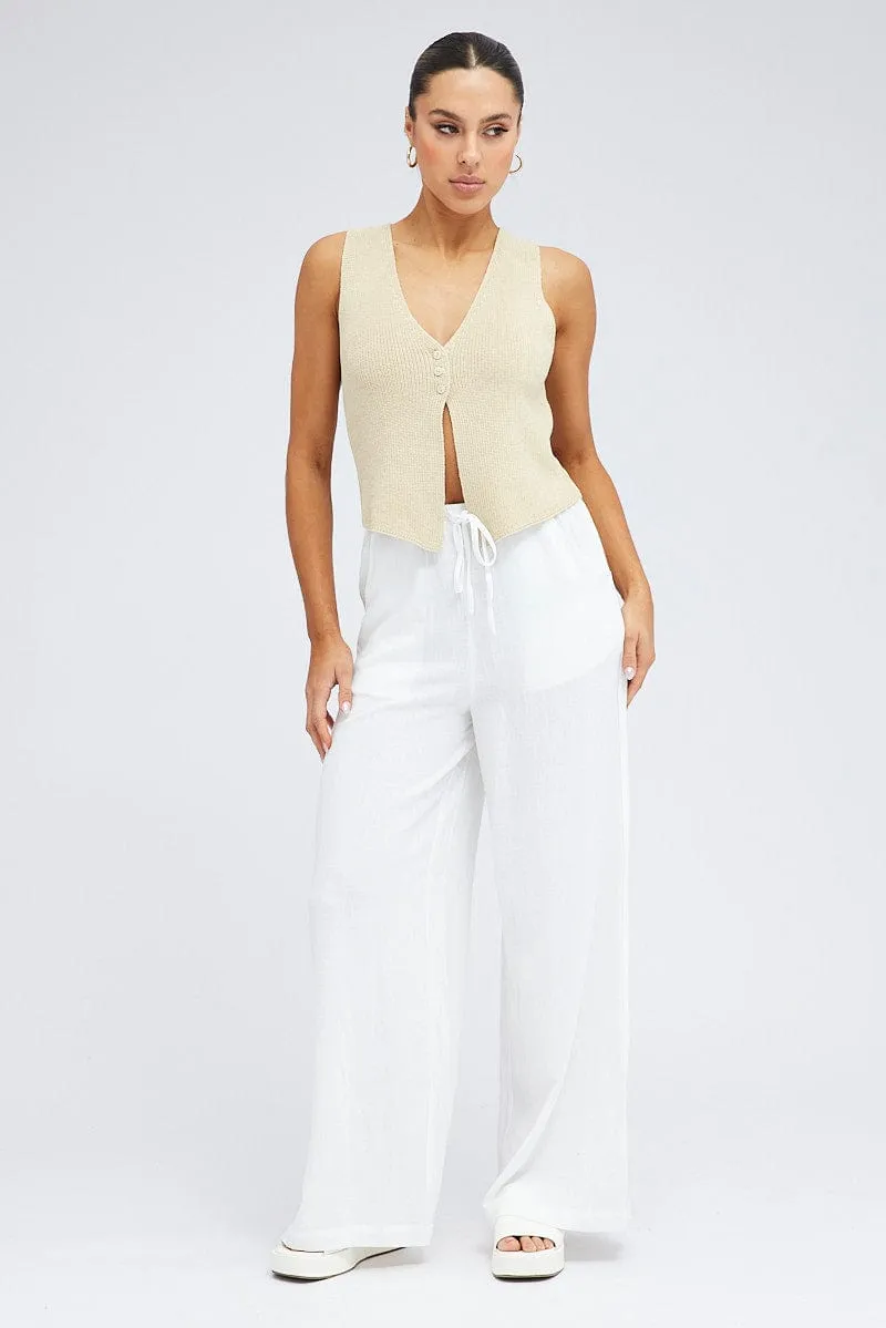 Beige Knit Vest V neck sold by Ally Fashion product image thumbnail 2